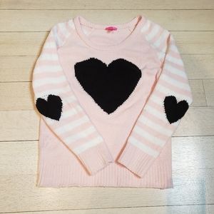 Betsey Johnson Pink Fuzzy Heart Sweatshirt Small